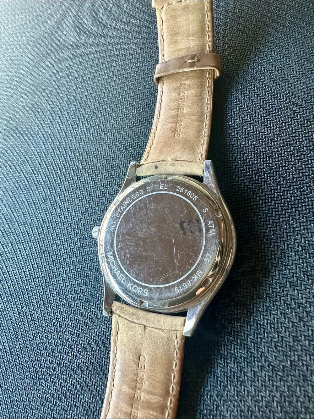 Men's Brown Leather Strap Watch with Black Dial
